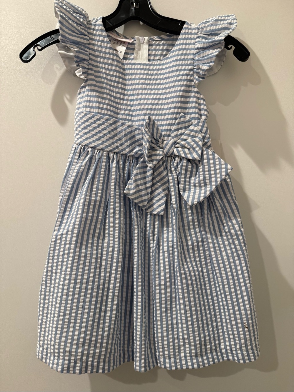 Bonnie jean girls dress blue and white stripped dress with a bow SZ 5